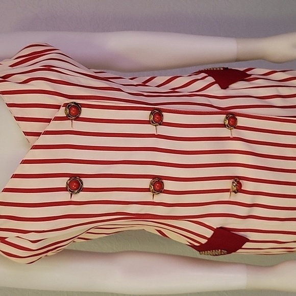 VTG ACACIA Candy Stripe Double Breasted Sleeveless Doll Top - Picture 6 of 12